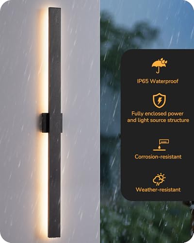 EDISHINE 47.2" LED Outdoor Wall Light, Modern Black Linear Wall Sconce - color: Black, size: 47.2 IN