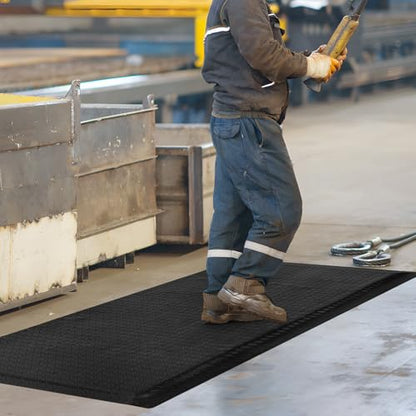 Nisorpa Anti Fatigue Mats Industrial 2' x 6' Ergonomic Standing Mat 15/16" Extra Thick Heavy Duty Commercial Diamond Plate Support Shop Floor Mat for Leg & Back Pain, Black - size: 2' x 6'