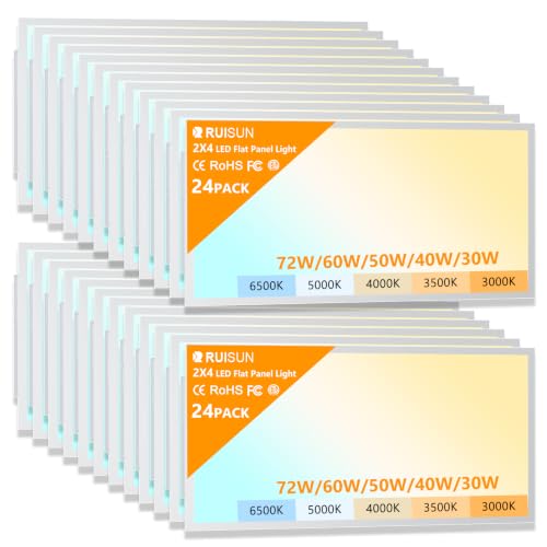 24 Pack 2x4 LED Flat Panel Lights with 5CCT Selectable, 9576LM, ETL - size: 2x4FT 24PACK