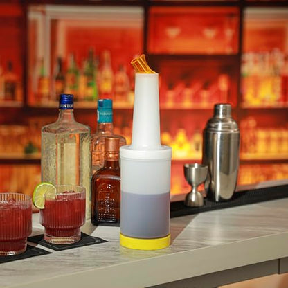 Restaurantware 1 qt Yellow Plastic Quick Pour Storage Container Bottle - color: Yellow, size: 32 Ounces