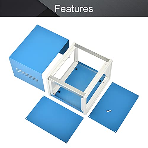 Fielect Electronic Enclosure Project Box Blue Metal DIY Case Junction Box, 8.27" x 7.09" x 5.51" - size: 8.27" x 7.09" x 5.51"