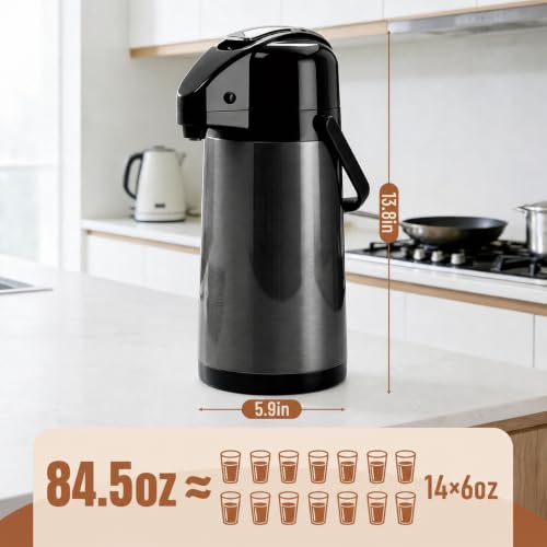 Airpot Coffee Dispenser with Pump, 84.5 oz Carafe, Black, 1 Count - color: Black