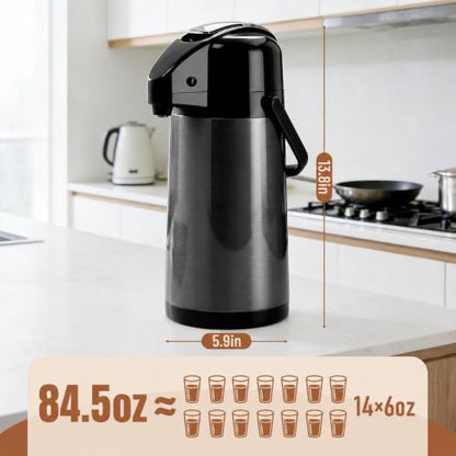 Airpot Coffee Dispenser with Pump, 84.5 oz Carafe, Black, 1 Count - color: Black