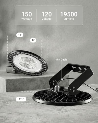 Sunco 6 Pack UFO LED High Bay Lights, Plug & Play, 150W, 19500LM, 5000K - size: 1 Pack Pack of 6