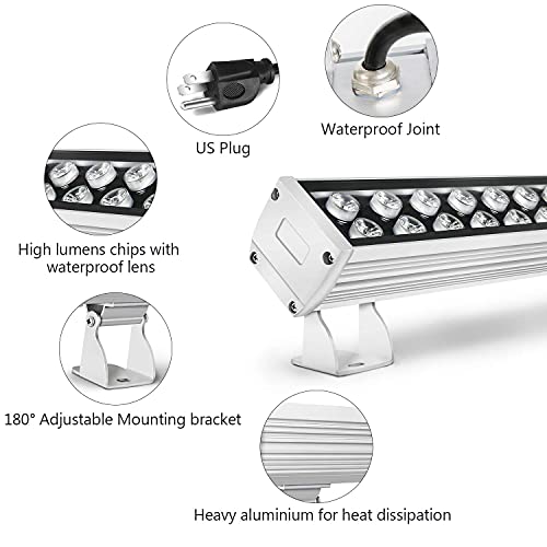 48W Wall Washer Light, 39.4in Wall Washer Linear Light 5000K Daylight White, Super Bright 4800lm Outdoor wall Washer led Light with US 3-Plug IP65 Waterproof Suitable for Garden, Bridge