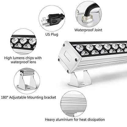48W Wall Washer Light, 39.4in Wall Washer Linear Light 5000K Daylight White, Super Bright 4800lm Outdoor wall Washer led Light with US 3-Plug IP65 Waterproof Suitable for Garden, Bridge