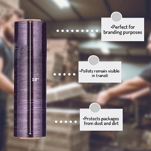 PSBM Dark Purple Stretch Wrap, 192 Rolls 18 Inch x 1000 Feet 100 Gauge, Heavy Duty Plastic Wrap Industrial Strength Shrink Film for Moving, Packing & Shipping - color: Purple, size: 192 Rolls