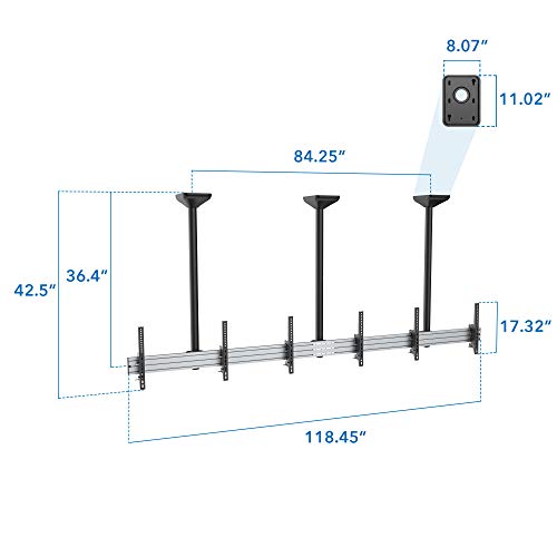 Mount-It! Ceiling Mount for 3-Screen Digital Menu Boards - size: 42.5" Height, style: Triple