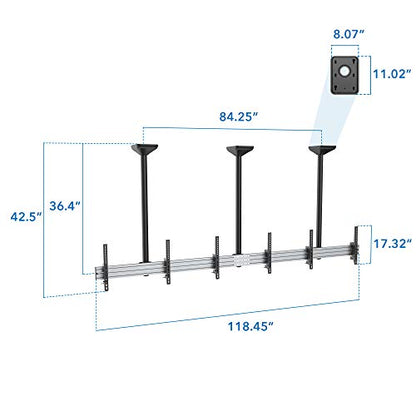 Mount-It! Ceiling Mount for 3-Screen Digital Menu Boards - size: 42.5" Height, style: Triple