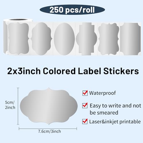 Silver Labels, 250 Pcs 2" x 3" Fancy Shape Stickers for Storage Box, Food Jars, Gift Tags - color: Silver, size: 2*3 inch