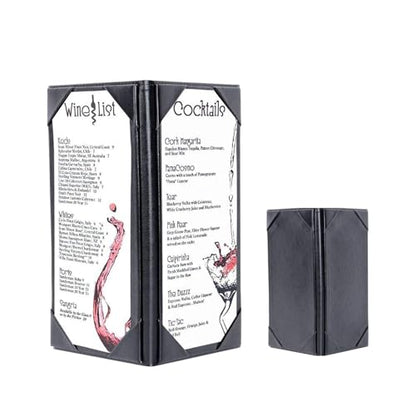 Table Tent Triangle 3 View Menu Covers, Leather Menu Holder with Angled Corners for Restaurant, Cafes, Bars (1 Pack / 9'' × 4'' inch) - size: 3.5x8.5 inch/1 pack