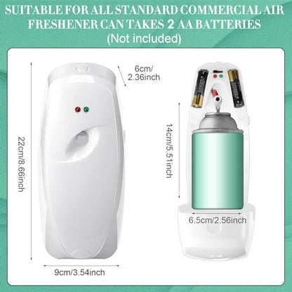 Maxcheck Automatic Air Freshener Spray Dispenser 2 Pack Wall Mounted Free Standing Restroom Air Freshener Battery Operated Automatic Sprayer Dispenser for Home Bathroom Commercial Time Scent(White) - color: White
