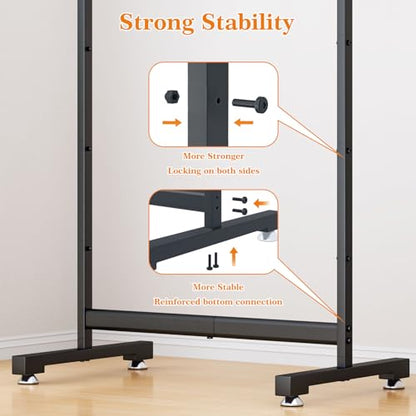 Wiracks Heavy Duty Clothes Rack for Hanging Clothes Clothing Rack 300LBS Portable Clothes Rack 45" L*15" W*66" H Thickened and Widened elliptical Tubes (Black)