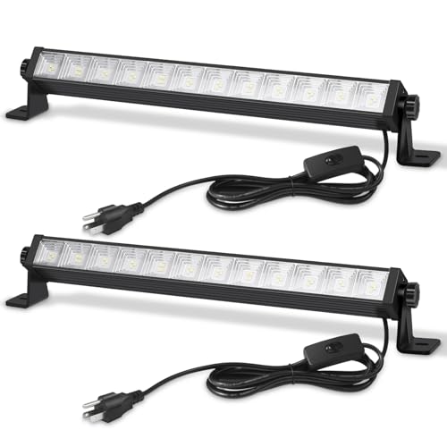 2 Pack 24W LED Shop Lights – 5400 lm 6000 K Daylight, 6.5 ft Plug-in Cord with Inline Switch, 180° Tilt, Graphene Cooled – Garage, Workshop, Warehouse, Yard Lighting - size: 24W-2P