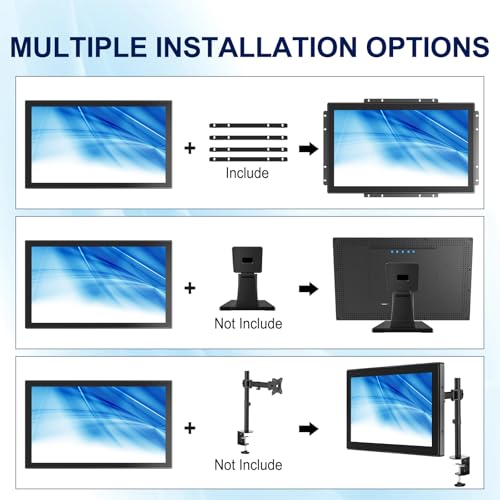 Multi-Touch Industrial Touch Screen Monitor 18.5 Inch Multi-Touch Open Frame Display, 1366x768 IP65 Waterproof IK08 Impact-Resistant Monitor with HD-MI VGA Port, 16:9 Black - size: 18.5