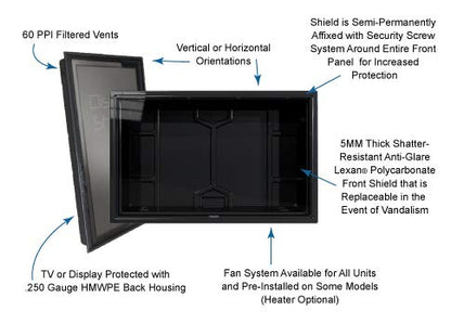 The Display Shield 19-32 Inch Vertical Outdoor Digital Menu Enclosure & Fan - color: With Cooling Fan, size: 19-32"