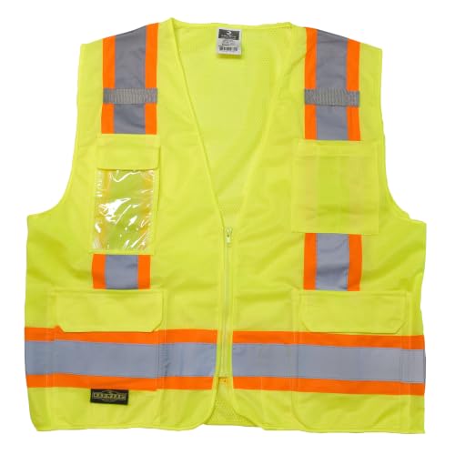 Radians SV6 Class 2 Surveyor Safety Vest, Solid Front, Mesh Back, Green 2XL - color: Safety Green, size: 2X