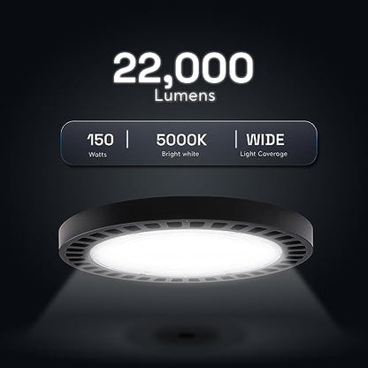 KASTLITE 150W LED Round UFO High Bay Light, 5000K, Dimmable, Bronze - color: 5000K Daylight, size: Medium - 22000 Lumens