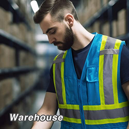 KAYGO Reflective High Vis Safety Vest with Pockets for Men and Women KG0100 - color: Blue, size: Large