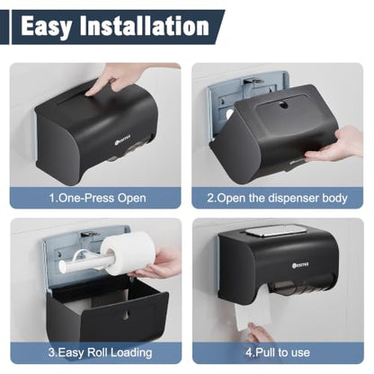 Double Toilet Paper Holder Wall Mount,Hold Two Rolls*4.5”,Black - color: Black, White, Gray