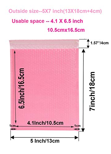 25 Pack Small Poly Bubble Lined Mailers Padded 5x7 Inches Pink Shipping Envelopes Self Seal Mailer Waterproof, Shockproof and Dustproof(Pink 5x7 Inches-25pcs)