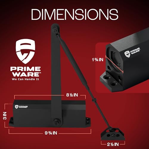 PrimeWare DC-600 Adjustable Automatic Door Closers for Home | Soft Close, No Slam | Residential and Commercial Door Closer | Level 1-6 | for Doors Weighing 30-300 lbs | Hydraulic Door Spring - Black - size: Level 1-6, style: Black
