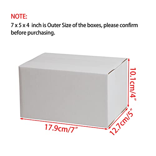 7x5x4 Inches Shipping Boxes, White Corrugated Cardboard Boxes for Small Bussiness, 25 Pack - color: White, size: 7 x 5 x 4 inch