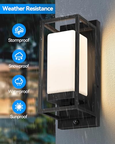 RAYVO Dusk to Dawn Outdoor Wall Lights 2 Pack, LED Bulb Included, E26 Base - color: Black