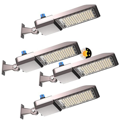 4Pack 240W LED Parking Lot Light 60000lm(250LM/W) Arm Mount LED Pole Lights Outdoor IP65 Waterproof 5000K Commercial LED Area Security Light with Smart Photocell for Roadways,Yard,Stadium