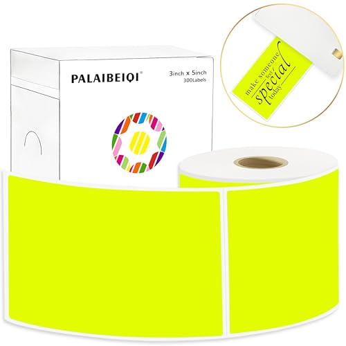 3x5 Inch Thermal Labels,Rectangle Sticker,300PCS Water Proof Shipping Labels with Strong Adhesive,Compatible with Zebra & Rollo,for Moving Boxes,Inventory,Fluorescent Yellow - color: Fluorescent Yellow