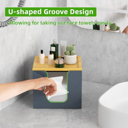 VITVITI Disposable Face Towel Holder for Clean Skin Club, Acrylic Box Gray - color: Grey