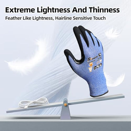 Schwer A4 AIR-SKIN Cut Resistant Work Gloves, Ultra Lightweight, AR3900, L - color: Blue, size: Large