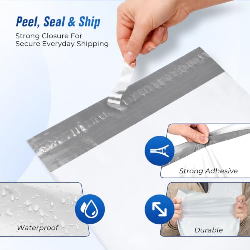 Fuxury Poly Mailers 12x15.5 50PC Shipping Bags for Small Business White - color: White, size: 12x15.5" 50pcs (Upgraded Version)