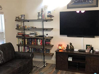 Industrial Wall Mount Iron Pipe Shelf Shelves Shelving Bracket Black Vintage Retro Ceiling Hung Shelf DIY Open Bookshelf Storage for offcie Room Kitchen (2PcsX5Tier,68" Tall,10" deep,Hardware Only)