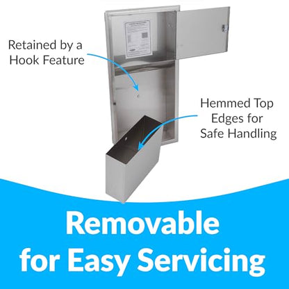 BOBRICK 369 ClassicSeries Stainless Steel Recessed Paper Towel Dispenser with 2-Gallon Waste Receptacle, 28" Height, 14" Width, Satin Finish