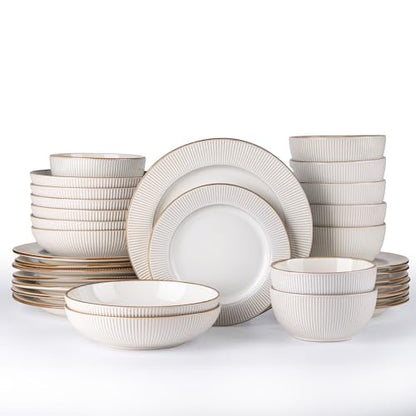 GBHOME Ceramic Dinnerware Sets of 8,32 pcs Plates and Bowls Sets Dishes - color: Off-White, size: Service for 8 (32 pcs)