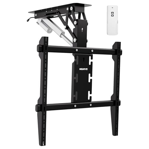 Mount-It! Motorized Ceiling TV Mount – Silent Electric Flip Down TV Mount for 50’’-90’’ Screens, Retractable Drop Down Design, RF Remote, VESA Compatible, 88 lbs Capacity, Black - color: Black