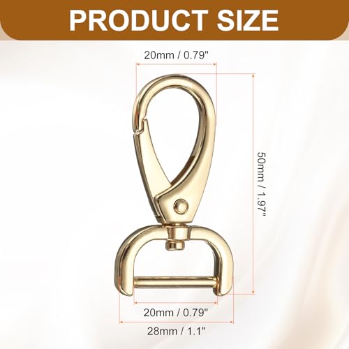 HARFINGTON 2Pcs Detachable Snap Hook Swivel Clasp 3/4" D Ring with Swivel Lobster Claw Clasps Hook for Purse Strap Keychain Bag DIY Craft, Gold - color: Gold, size: 3/4"