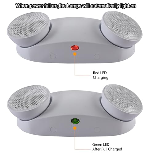 Emergency Light,200lm 4Hours Battery Backup,Commercial Emergency Exit Lighting for Home Power Failure Outage Office Business Restaurants, Hardwired, UL 924 AC85-277V - color: White, size: Round with L N Wires
