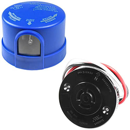 HQRP Photocell Sensor w/Receptacle, Outdoor Switch w/Socket, Dusk to Dawn Photoelectric Control Twist Lock Plug w/Base for Led Barn, Door, Street, Parking Lot Lights - size: Sensor w/ Receptacle