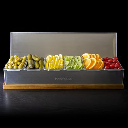 6 Slot Condiment Carrier with Stainless Holders & Silicone Lids - size: 6 Slot