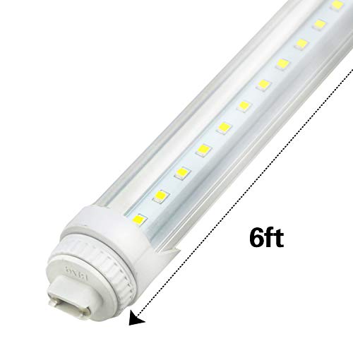 GreenSun LED Tube Light 6FT 30W, R17D 6ft LED Tube Light Fluorescent, 5500K White Color 100W Fluorescent Lamp Replacement Shop Lights, Replacement for F72T12/CW/HO, Clear Cover(4-Pack)