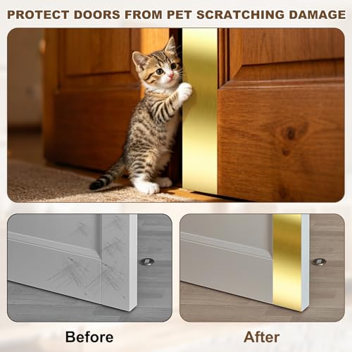 4 x 16 Inches Self Adhesive Door Push Plate,2 Pack - Gold - color: Gold, size: 4 x 16 Inch