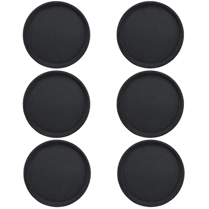 TrueCraftware- 16" Round Non-Slip Serving Trays Black Set of 6- Serving Tray Serving Coffee Appetizer Breakfast for Kitchen Café Hotel and Restaurants - color: Set of 6, size: 16 Inch