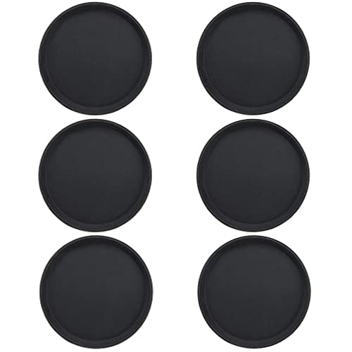 TrueCraftware- 16" Round Non-Slip Serving Trays Black Set of 6- Serving Tray Serving Coffee Appetizer Breakfast for Kitchen Café Hotel and Restaurants - color: Set of 6, size: 16 Inch