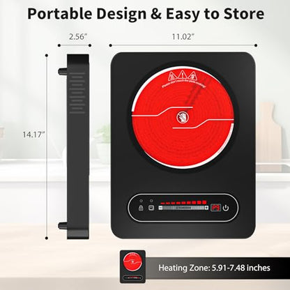 VBGK Single Burner Electric Cooktop,110V 1800W Electric Stove Top with LED Touch Control,10 Power Levels, 4 hTimer, Safety Lock,single burner cooktop Overheat protection - size: electric cooktop 30 inch