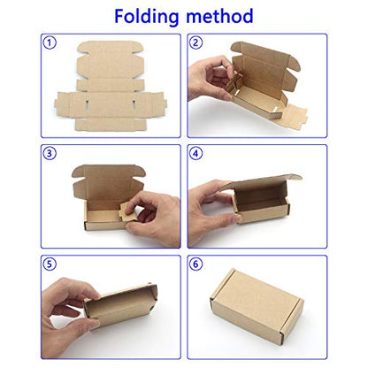 Ellbest 50 Pack Kraft Paper Boxes, Foldable Rectangular Paper Box Packing Box for shipping, Storaging Small items, Brown, 3.62 x 1.98 x 1.02 inches - size: 3.62 x 1.98 x 1.02 inches