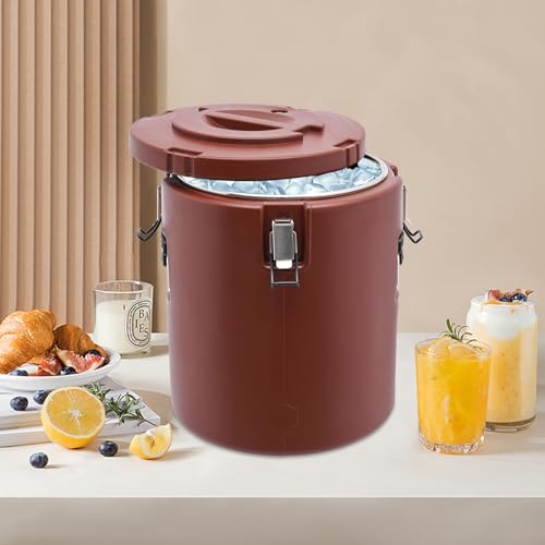 Insulated Food Carrier, 30L/27.24 QT Capacity Catering Box with Stainless Steel Barrel, Food Warmers for Hot Cold Drink Storage Restaurant Canteen Home Party Lunch (brown) - color: 30L-Brown