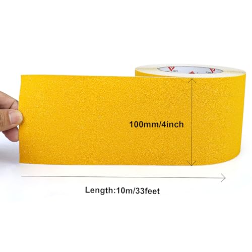 BOMEI PACK Anti Slip Traction Tape,4 Inch x 33 Ft,Heavy Duty Non Slip Tape,Grip Tape for Stairs, Tread Step, Indoor & Outdoor Use,Waterproof Stairs Non Skid Treads (Yellow) - color: Yellow