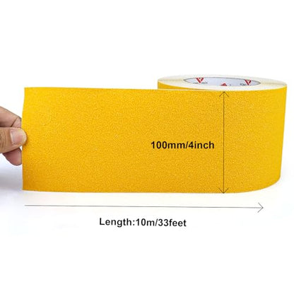 BOMEI PACK Anti Slip Traction Tape,4 Inch x 33 Ft,Heavy Duty Non Slip Tape,Grip Tape for Stairs, Tread Step, Indoor & Outdoor Use,Waterproof Stairs Non Skid Treads (Yellow) - color: Yellow